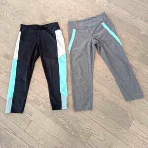 Express Stretch Workout Exercise 3/4 length pants with reflective stripe - Small